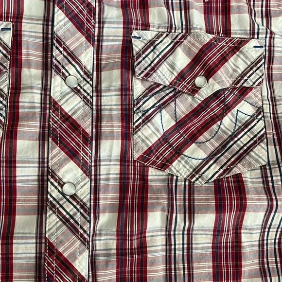 COPY - [XL] True Religion White/Red  Plaid Western LS Button Up Shirt Men - Picture 3 of 8